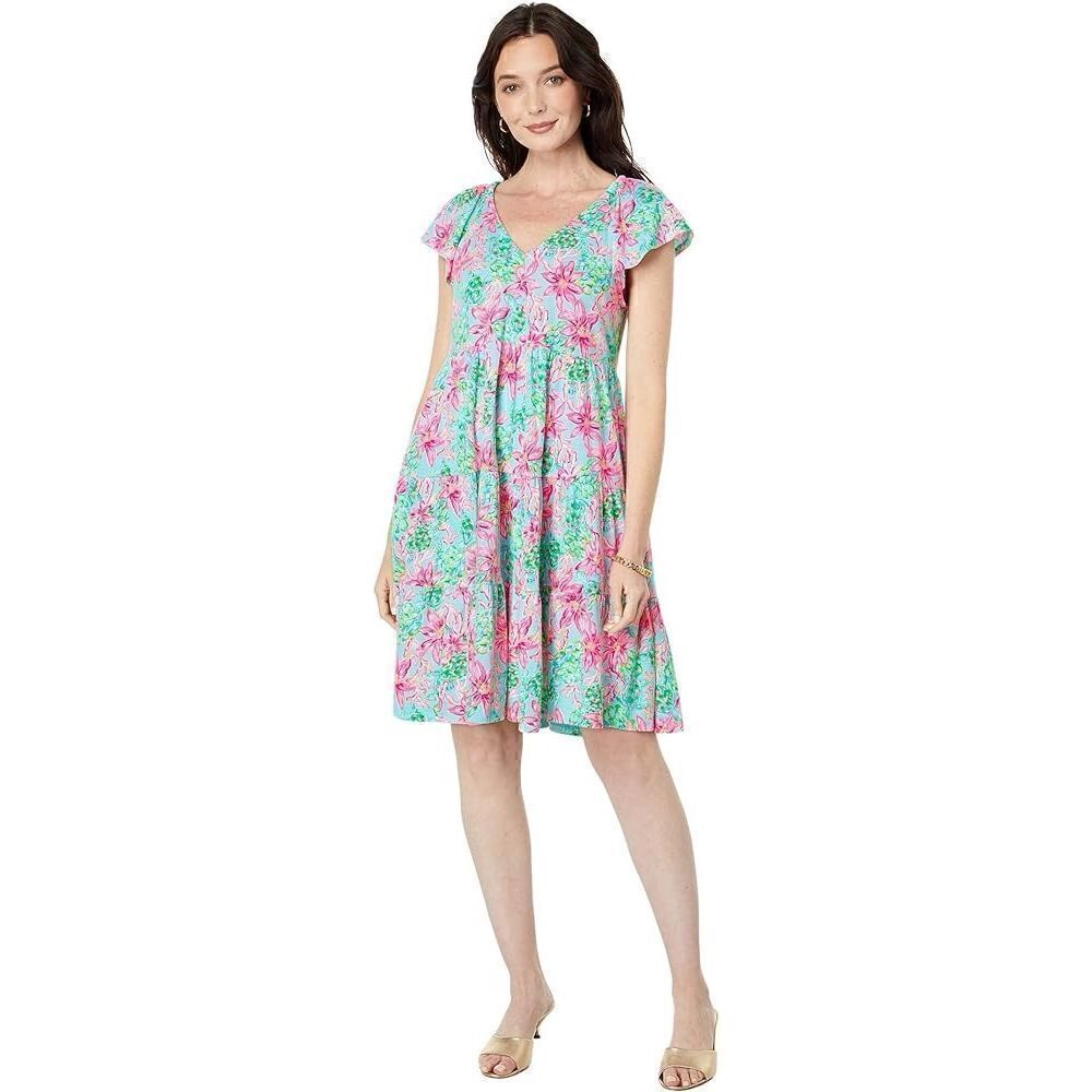 Lilly Pulitzer Kawai Flutter Sleeve Dress Surf Blue So Shellegant XS
